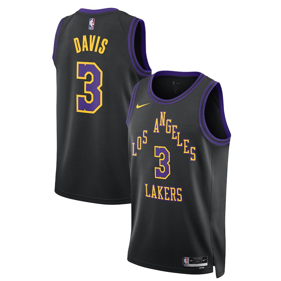 Men Los Angeles Lakers #3 Anthony Davis Nike Black City Edition 2023-24 Swingman NBA Jersey